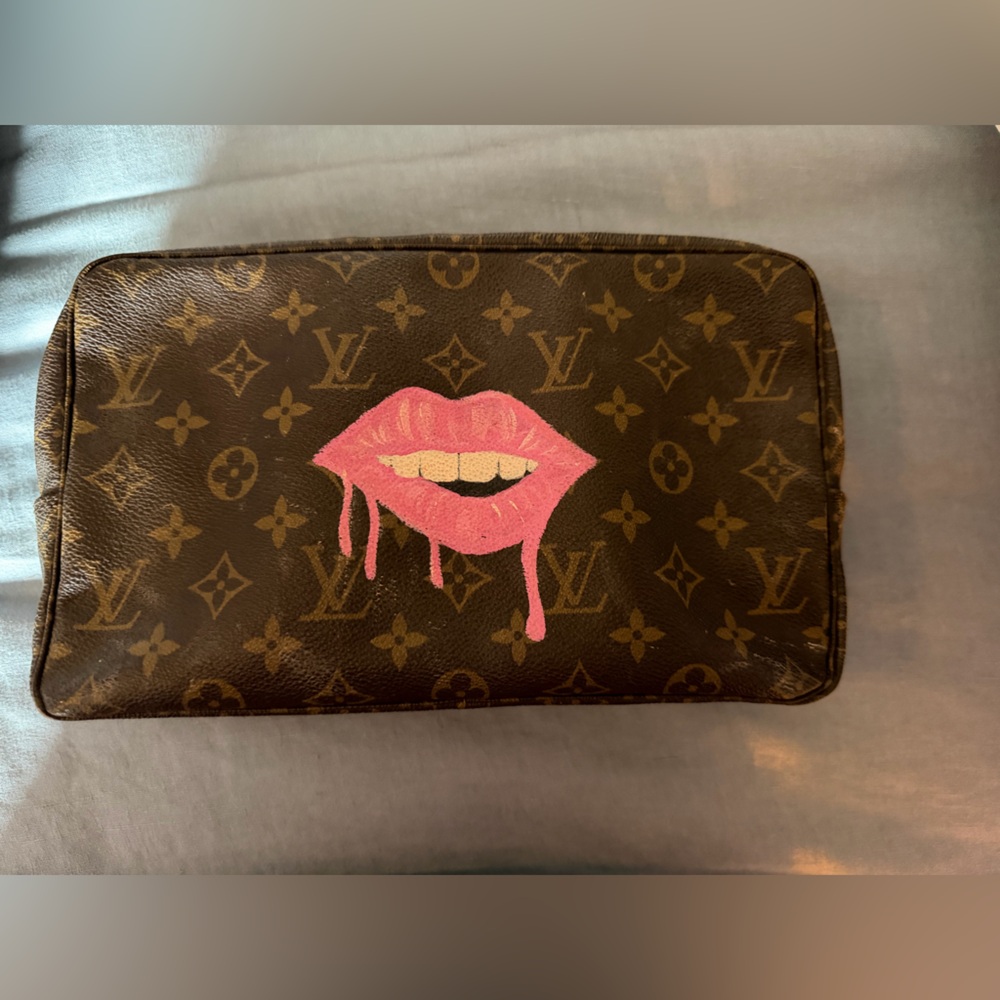 Vintage Louis Vuitton Monogram Cosmetic Pouch – Hand Painted – One of One